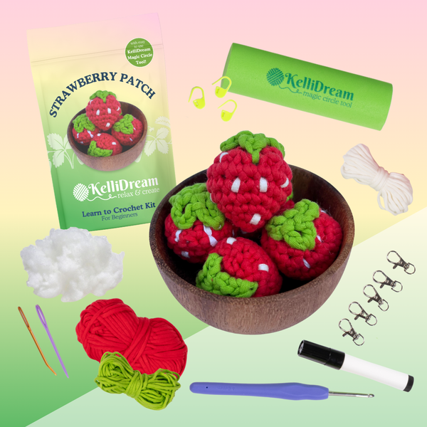 Learn to Crochet Kit Strawberry Patch (Includes Green Magic Circle