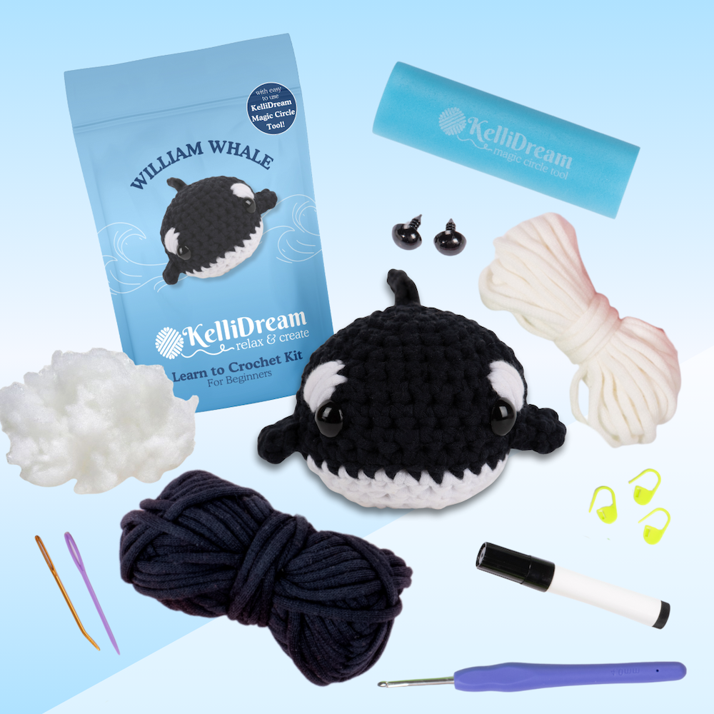 Learn to Crochet Kit Whale (Includes Blue Magic Circle Tool)