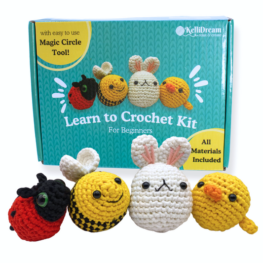 KelliDream Learn to Crochet Kit for Beginners (Includes Magic Circle Tool)