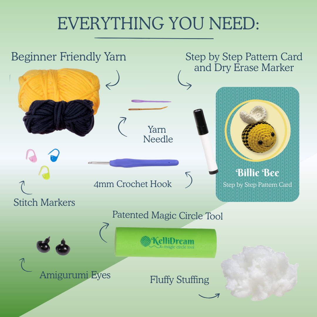 Learn to Crochet Kit Bee (Includes Blue Magic Circle Tool)
