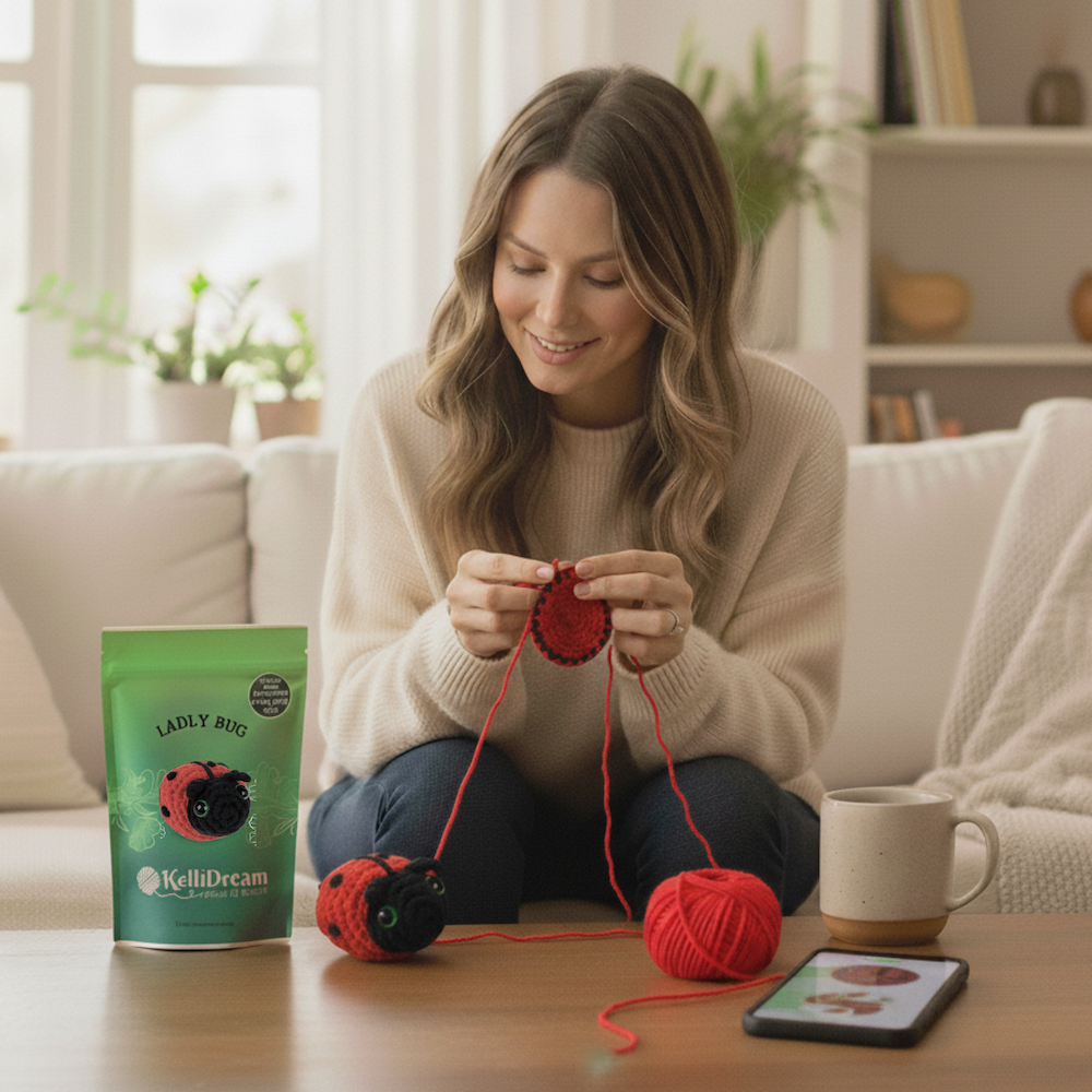 Learn to Crochet Kit Ladybug (Includes Blue Magic Circle Tool)