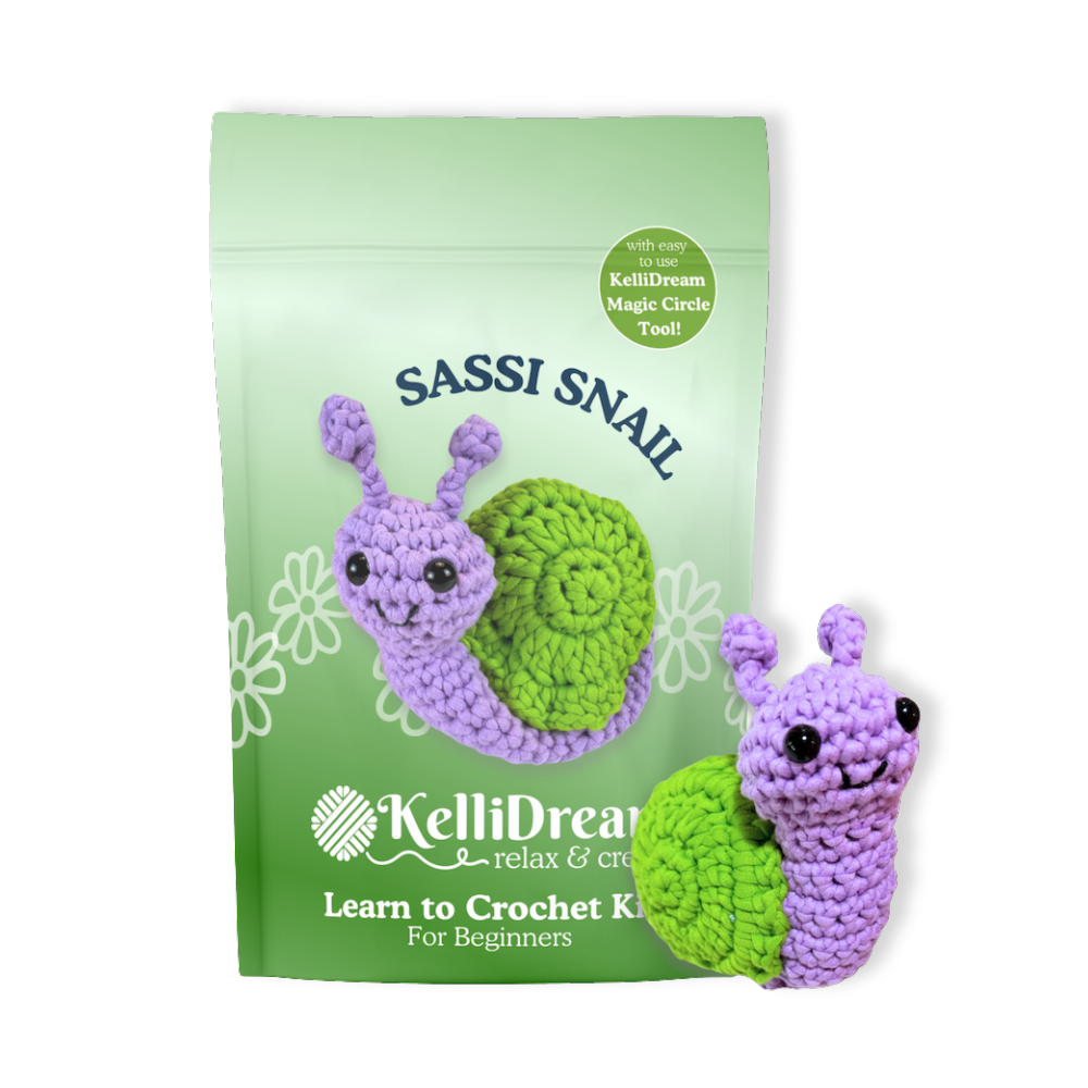 Learn to Crochet Kit Snail for Beginner+/Intermediate Crocheters (Includes Purple Magic Circle Tool)