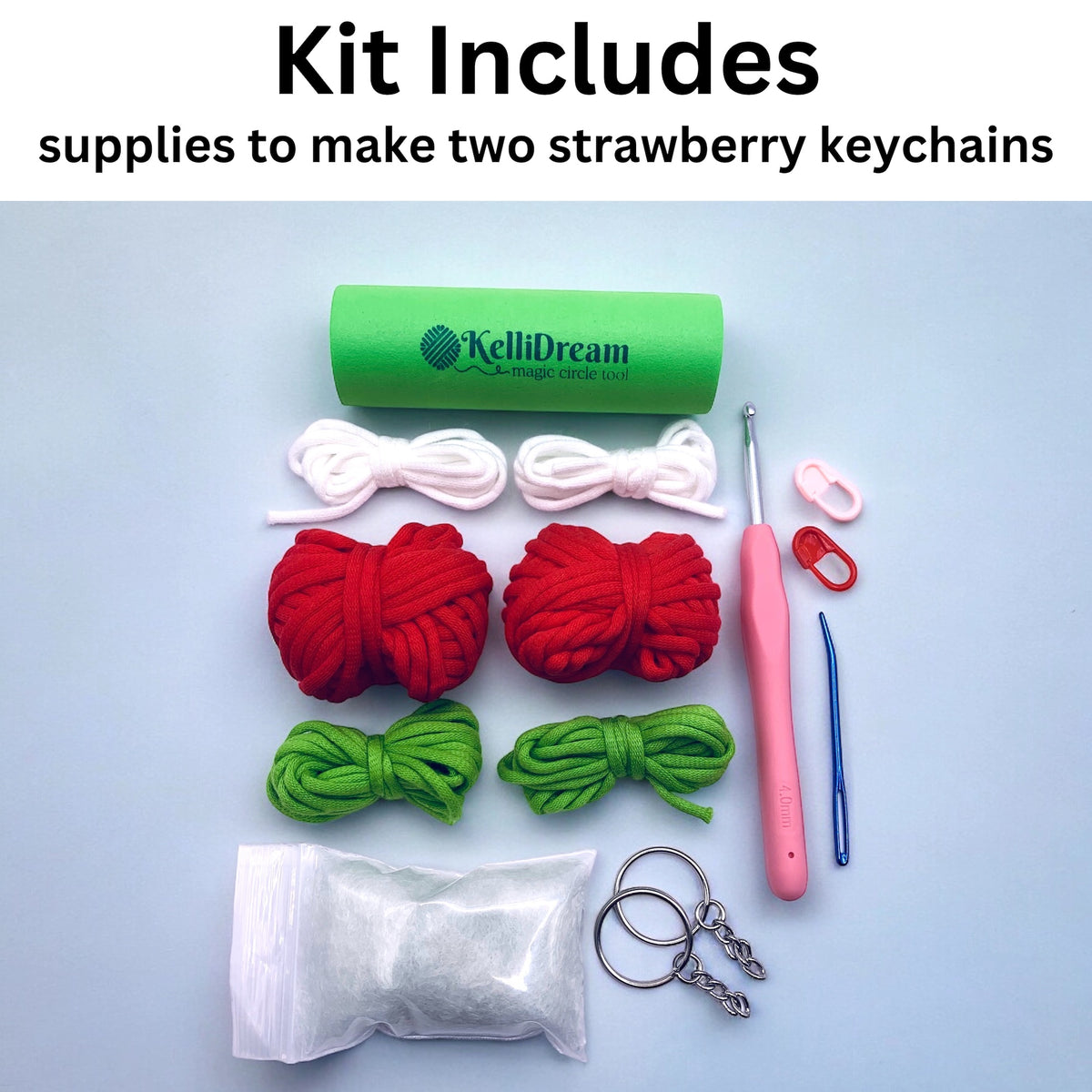 Strawberry Keychain Mini Kit  (Includes Magic Circle Tool &amp; supplies to make 2 strawberry keychains)